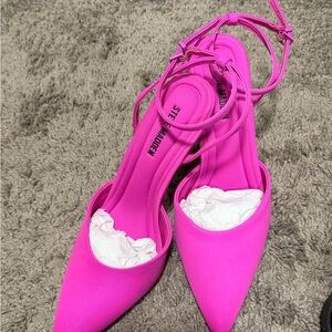 Steve Madden Hot Pink Pointed-Toe Ankle Strap Heels